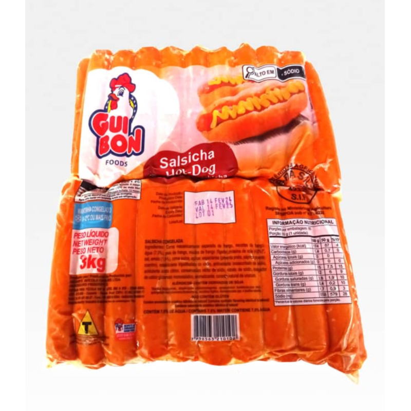 Salchicha de pollo 3 kg - 60 Unidades