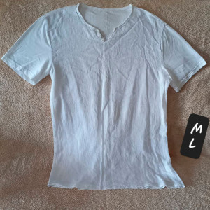 Camiseta Hombre Hilo Blanca Botones