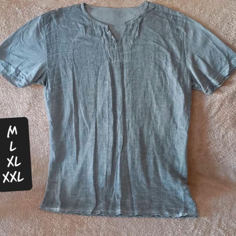 Camiseta Hilo Hombre Gris Botones