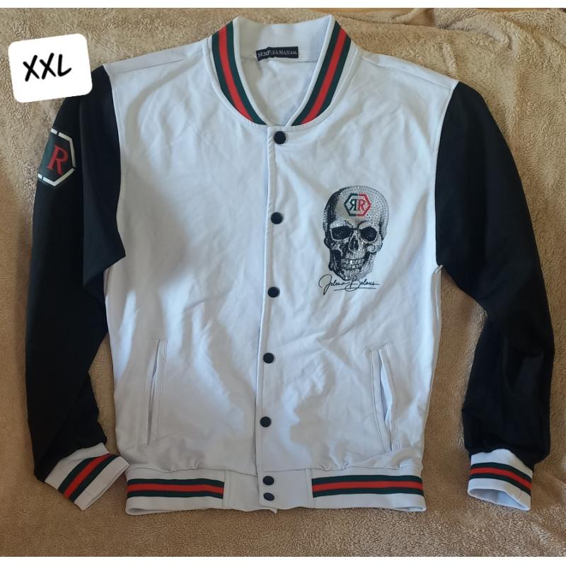 Chaqueta Hombre De Calavera Brillante Blanco