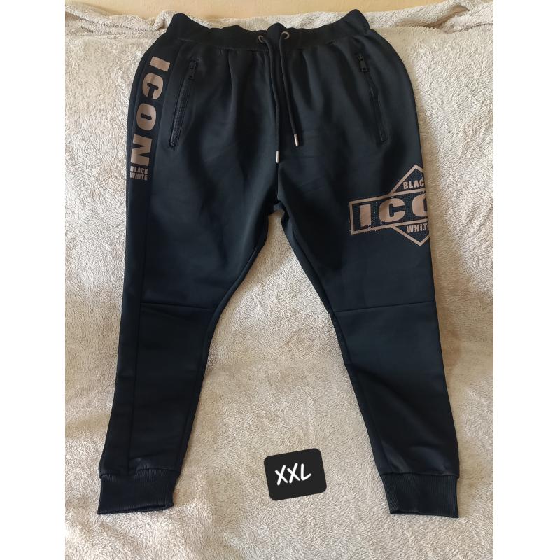 Pantalon Hombre Icon Negro Y Brillo Marron