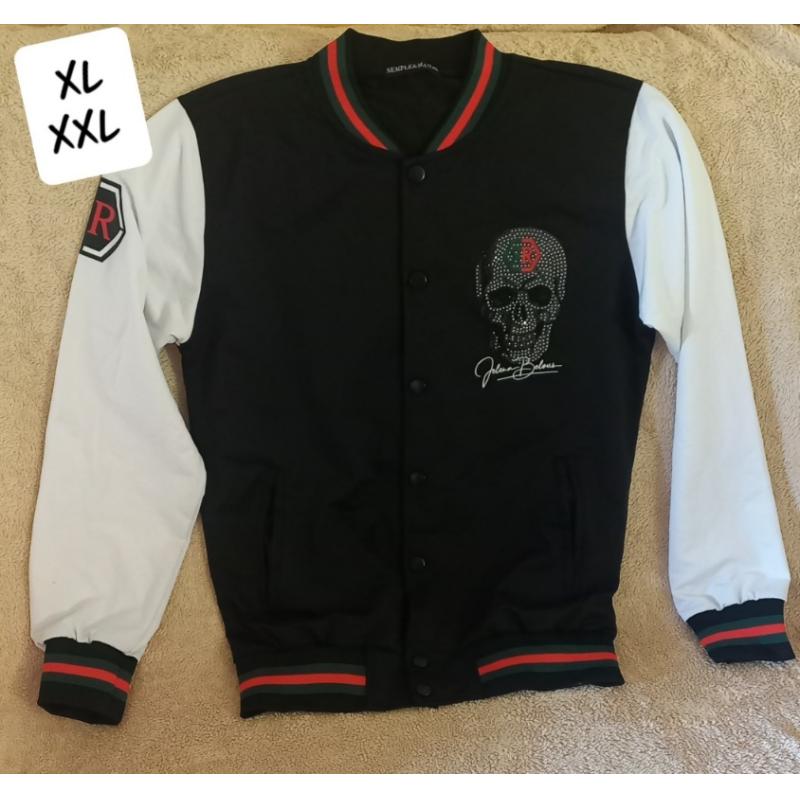 Chaqueta Hombre Calavera Brillante Negro