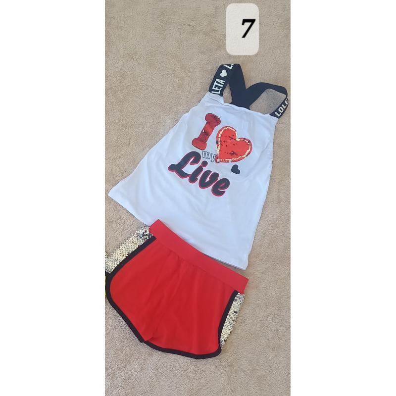 Conjunto Niña Blanco y Rojo My Live